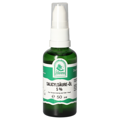 Sie sehen eine Packung SALICYLSÄURE-ÖL 5% 50 ML, Produktbild: 01 SALICYLSÄURE-ÖL 5% 50 ML, A-Nr.: 5724760 - 01