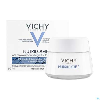 Sie sehen eine Packung Vichy Nutrilogie 1 Aufbaucreme Trockene Haut Dp 100ml, Produktbild: 06 Vichy Nutrilogie 1 Aufbaucreme Trockene Haut Dp 100ml, A-Nr.: 4379611 - 06