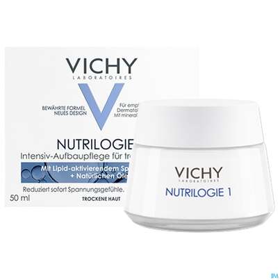Sie sehen eine Packung Vichy Nutrilogie 1 Aufbaucreme Trockene Haut Dp 100ml, Produktbild: 07 Vichy Nutrilogie 1 Aufbaucreme Trockene Haut Dp 100ml, A-Nr.: 4379611 - 07