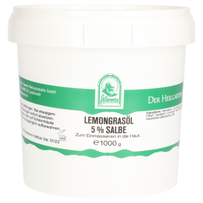 Sie sehen eine Packung LEMONGRASOEL 5% SALBE 1000G, Produktbild: 01 LEMONGRASOEL 5% SALBE 1000G, A-Nr.: 5802187 - 01