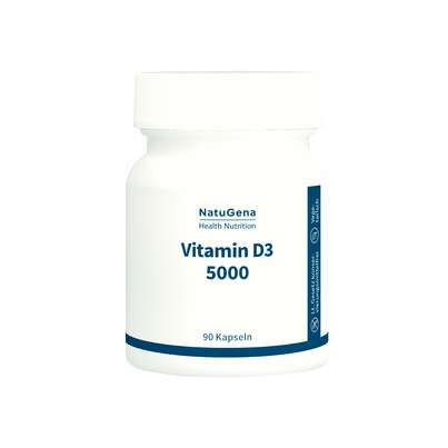 Sie sehen eine Packung NatuGena Vitamin D3 5000, Produktbild: 01 NatuGena Vitamin D3 5000, A-Nr.: 6139377 - 01