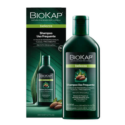 Sie sehen eine Packung BioKap Bellezza Shampoo für tägliche Haarwäsche 200 ml, Produktbild: 01 BioKap Bellezza Shampoo für tägliche Haarwäsche 200 ml, A-Nr.: 5776509 - 01