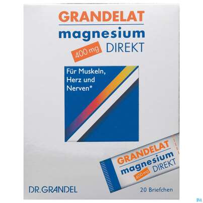Sie sehen eine Packung Magnesium Grandelat Direkt 400mg Briefchen Nr.3038 20st, Produktbild: 02 Magnesium Grandelat Direkt 400mg Briefchen Nr.3038 20st, A-Nr.: 3093686 - 02