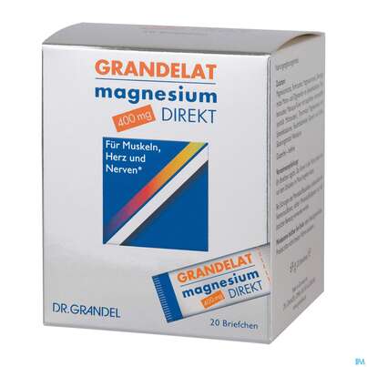 Sie sehen eine Packung Magnesium Grandelat Direkt 400mg Briefchen Nr.3038 20st, Produktbild: 04 Magnesium Grandelat Direkt 400mg Briefchen Nr.3038 20st, A-Nr.: 3093686 - 04