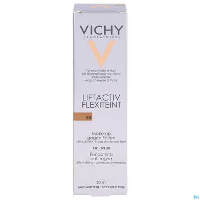 Sie sehen eine Packung Vichy Liftactiv/flexiteint Make Up Teint Nr 55 Bron 30ml, Produktbild: 02 Vichy Liftactiv/flexiteint Make Up Teint Nr 55 Bron 30ml, A-Nr.: 3392325 - 02