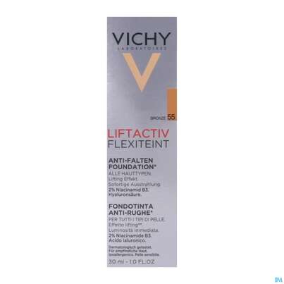 Sie sehen eine Packung Vichy Liftactiv/flexiteint Make Up Teint Nr 55 Bron 30ml, Produktbild: 11 Vichy Liftactiv/flexiteint Make Up Teint Nr 55 Bron 30ml, A-Nr.: 3392325 - 11