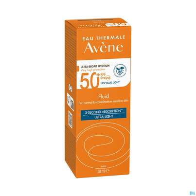 Sie sehen eine Packung Avène Sonnenfluid Spf 50+ 50ml, Produktbild: 05 Avène Sonnenfluid Spf 50+ 50ml, A-Nr.: 5598976 - 05
