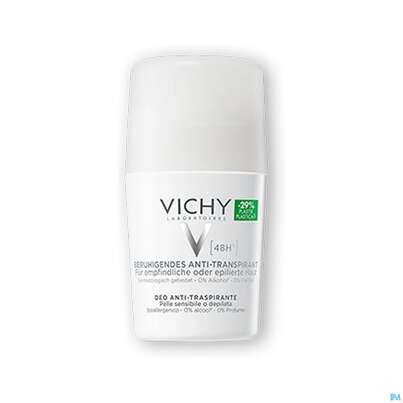 Sie sehen eine Packung Vichy Deo/roll-on Sensitive Anti-transpirant 48h 50ml, Produktbild: 03 Vichy Deo/roll-on Sensitive Anti-transpirant 48h 50ml, A-Nr.: 3724359 - 03