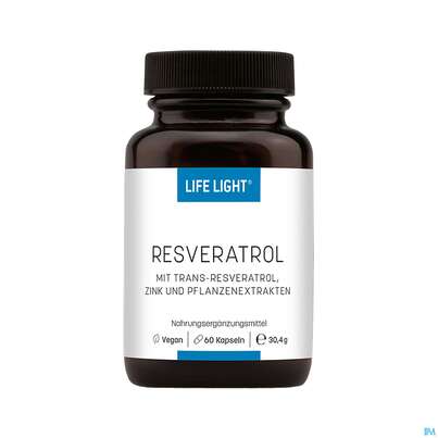 Sie sehen eine Packung Life Light Kapseln Resveratrol 60st, Produktbild: 01 Life Light Kapseln Resveratrol 60st, A-Nr.: 3609836 - 01
