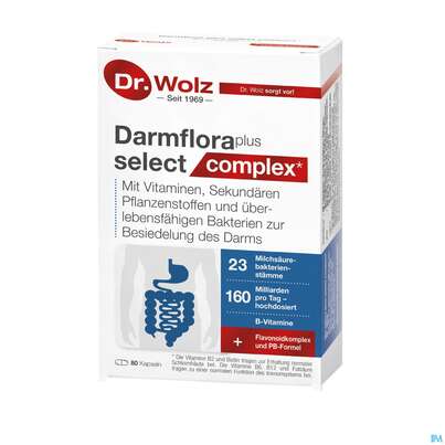 Sie sehen eine Packung Darmflora Plus Dr.wolz Select Kapseln Nr 60570 80st, Produktbild: 03 Darmflora Plus Dr.wolz Select Kapseln Nr 60570 80st, A-Nr.: 3839306 - 03