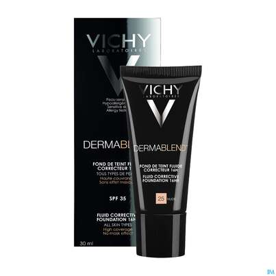 Sie sehen eine Packung Vichy Dermablend/fluid Make-up 25 Nude 30ml, Produktbild: 09 Vichy Dermablend/fluid Make-up 25 Nude 30ml, A-Nr.: 3044624 - 09