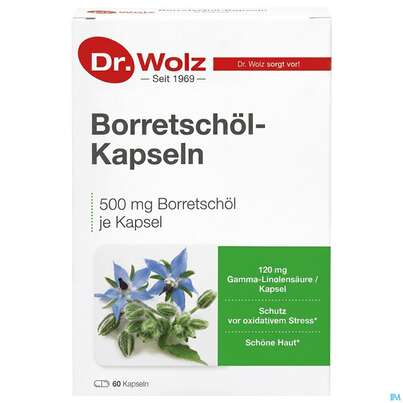 Sie sehen eine Packung Borretschoel Kapseln Dr.wolz Nr 60608 60st, Produktbild: 02 Borretschoel Kapseln Dr.wolz Nr 60608 60st, A-Nr.: 3839312 - 02