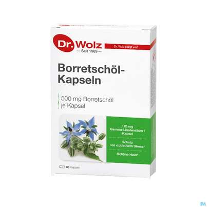 Sie sehen eine Packung Borretschoel Kapseln Dr.wolz Nr 60608 60st, Produktbild: 03 Borretschoel Kapseln Dr.wolz Nr 60608 60st, A-Nr.: 3839312 - 03