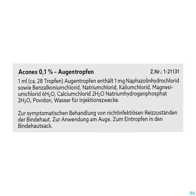 Sie sehen eine Packung Aconex Augentropfen 10ml, Produktbild: 06 Aconex Augentropfen 10ml, A-Nr.: 1304541 - 06