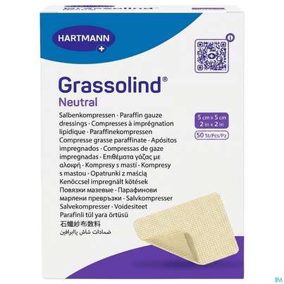 Kompressen Grassolind Neutral Salbenkompresse Steril 5x 5cm 50st, A-Nr.: 2368201 - 02