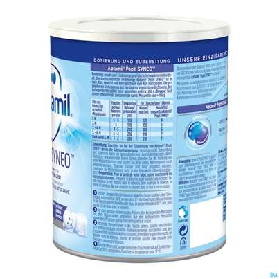 Sie sehen eine Packung Aptamil Spezialnahrung Pepti Syneo 400g, Produktbild: 07 Aptamil Spezialnahrung Pepti Syneo 400g, A-Nr.: 5133711 - 07