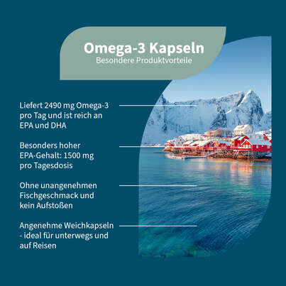 Sie sehen eine Packung Omega-3 Kapseln Fischöl Weichkapseln, Produktbild: 06 Omega-3 Kapseln Fischöl Weichkapseln, A-Nr.: 5901305 - 06