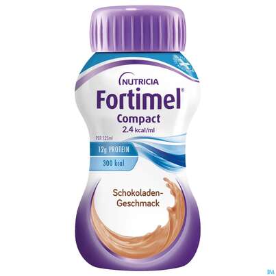 Sie sehen eine Packung Fortimel/compact/2.4 125ml Vitalflasche Schokolade 6x4 24st, Produktbild: 02 Fortimel/compact/2.4 125ml Vitalflasche Schokolade 6x4 24st, A-Nr.: 3817813 - 02
