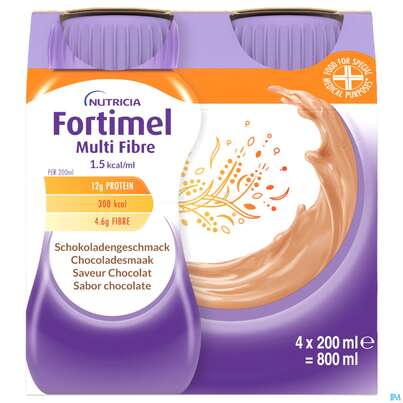 Fortimel/multifibre 1,5kcal 200ml Flasche Schoko 4st, A-Nr.: 3237719 - 01