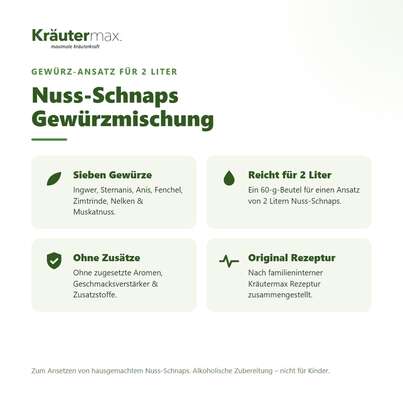 Nussschnaps Gewürz Ansatz Mischung für 2 Liter 60 g, A-Nr.: 4514807 - 02