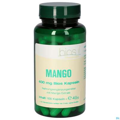 Sie sehen eine Packung Bios Mango 400mg 100 Kapseln, Produktbild: 01 Bios Mango 400mg 100 Kapseln, A-Nr.: 4078766 - 01