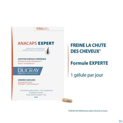 Sie sehen eine Packung Ducray Anacaps F.d.haar Haarausfall Kapseln Expert23 90st, Produktbild: 17 Ducray Anacaps F.d.haar Haarausfall Kapseln Expert23 90st, A-Nr.: 5688886 - 17