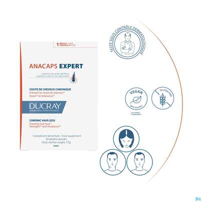 Sie sehen eine Packung Ducray Anacaps F.d.haar Haarausfall Kapseln Expert23 90st, Produktbild: 21 Ducray Anacaps F.d.haar Haarausfall Kapseln Expert23 90st, A-Nr.: 5688886 - 21