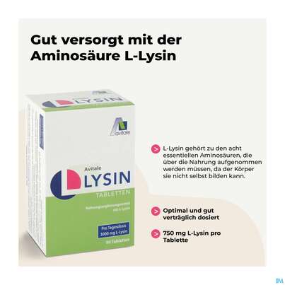 L-lysin Tabl 750mg -avitale 90st, A-Nr.: 5431207 - 07
