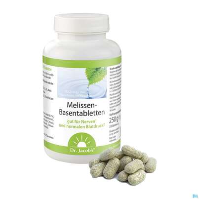 Sie sehen eine Packung Melissen Basen Tabl Dr.jacobs 250st, Produktbild: 01 Melissen Basen Tabl Dr.jacobs 250st, A-Nr.: 3476826 - 01