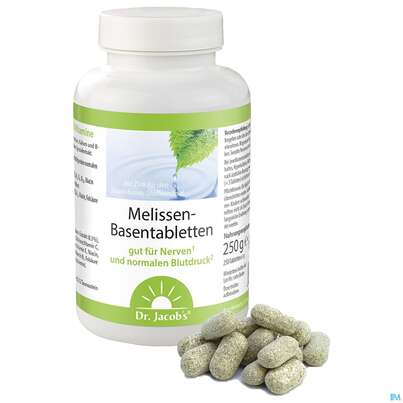 Sie sehen eine Packung Melissen Basen Tabl Dr.jacobs 250st, Produktbild: 02 Melissen Basen Tabl Dr.jacobs 250st, A-Nr.: 3476826 - 02
