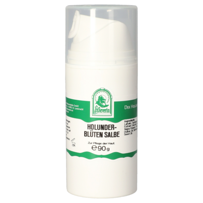 Sie sehen eine Packung HOLUNDERBLUETEN SALBE 90 G, Produktbild: 01 HOLUNDERBLUETEN SALBE 90 G, A-Nr.: 5659258 - 01
