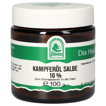 Sie sehen eine Packung KAMPFEROEL SALBE 10% 100 G, Produktbild: 01 KAMPFEROEL SALBE 10% 100 G, A-Nr.: 5340083 - 01