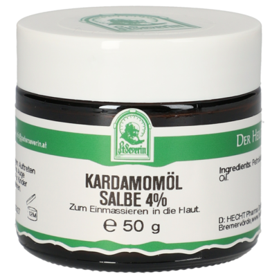 Sie sehen eine Packung KARDAMOMOEL 4% SALBE 50 G, Produktbild: 01 KARDAMOMOEL 4% SALBE 50 G, A-Nr.: 5676653 - 01