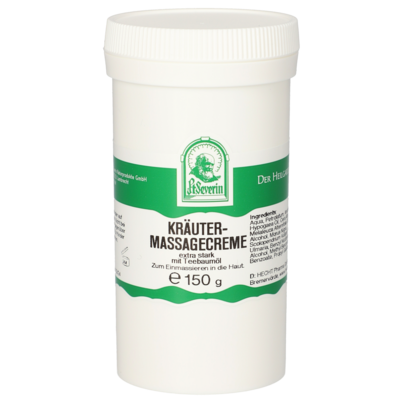 Sie sehen eine Packung KRAEUTERMASSAGECREME + TEEBAUMOEL ST. SEVERIN 150G, Produktbild: 01 KRAEUTERMASSAGECREME + TEEBAUMOEL ST. SEVERIN 150G, A-Nr.: 1796745 - 01