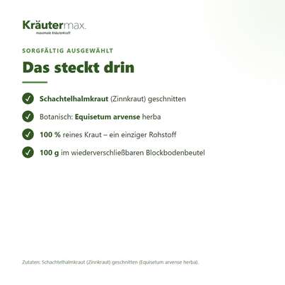 Sie sehen eine Packung Schachtelhalm Zinnkraut Tee 100 g, Produktbild: 03 Schachtelhalm Zinnkraut Tee 100 g, A-Nr.: 4608750 - 03