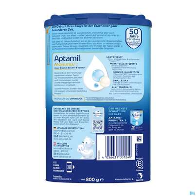 Sie sehen eine Packung Aptamil Milch-fertignahrung Profutura 2 800g, Produktbild: 03 Aptamil Milch-fertignahrung Profutura 2 800g, A-Nr.: 4351446 - 03
