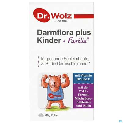 Sie sehen eine Packung Darmflora Plus Dr.wolz Kinder Pulver +familie Nr 60519 68g, Produktbild: 02 Darmflora Plus Dr.wolz Kinder Pulver +familie Nr 60519 68g, A-Nr.: 5186699 - 02