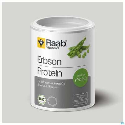 Sie sehen eine Packung Erbsen Protein Pulver Bio Raab 100g, Produktbild: 03 Erbsen Protein Pulver Bio Raab 100g, A-Nr.: 5871142 - 03