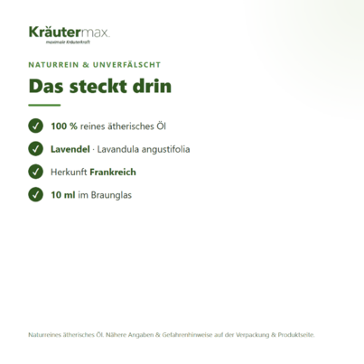Sie sehen eine Packung Lavendel Öl 10 ml, Produktbild: 03 Lavendel Öl 10 ml, A-Nr.: 4347634 - 03
