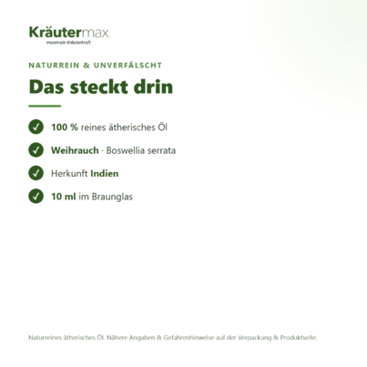 Sie sehen eine Packung Weihrauch Öl 10 ml, Produktbild: 03 Weihrauch Öl 10 ml, A-Nr.: 4318868 - 03