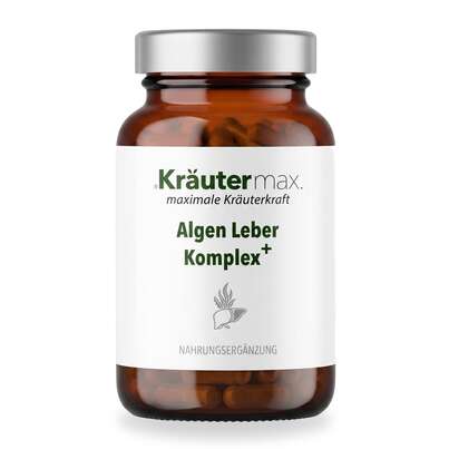 Sie sehen eine Packung Algen Leber Komplex+ Kapseln 120 Stück, Produktbild: 01 Algen Leber Komplex+ Kapseln 120 Stück, A-Nr.: 6129864 - 01