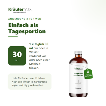 Sie sehen eine Packung Aloevera Saft 1000 ml, Produktbild: 04 Aloevera Saft 1000 ml, A-Nr.: 4731746 - 04