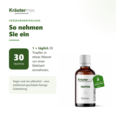 Sie sehen eine Packung Baldrian Tropfen 50 ml, Produktbild: 04 Baldrian Tropfen 50 ml, A-Nr.: 5672980 - 04