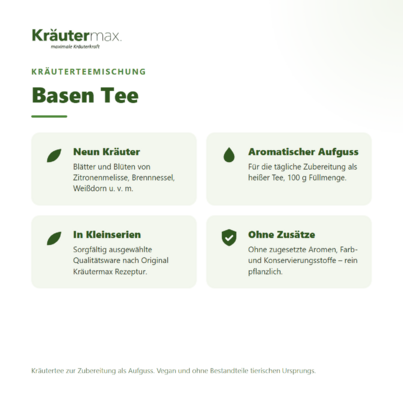 Sie sehen eine Packung Basen Tee 100 g, Produktbild: 02 Basen Tee 100 g, A-Nr.: 4608856 - 02