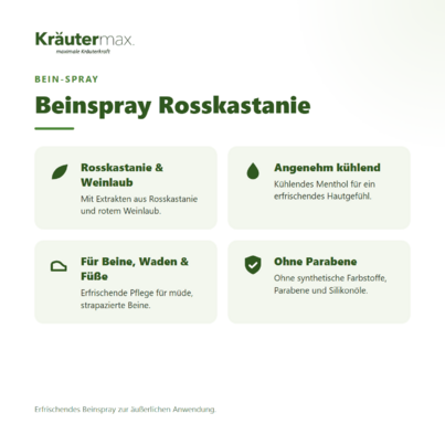 Sie sehen eine Packung Beinspray Rosskastanie 120 ml, Produktbild: 02 Beinspray Rosskastanie 120 ml, A-Nr.: 4730669 - 02