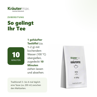 Sie sehen eine Packung Birkenblätter Tee 100 g, Produktbild: 04 Birkenblätter Tee 100 g, A-Nr.: 6017177 - 04