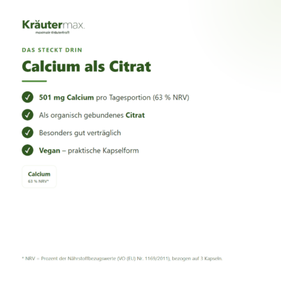 Sie sehen eine Packung Calcium Citrat Kapseln 60 Stück, Produktbild: 03 Calcium Citrat Kapseln 60 Stück, A-Nr.: 4887744 - 03