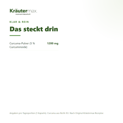 Curcuma 1200 mg Kapseln 180 Stück, A-Nr.: 5879250 - 03