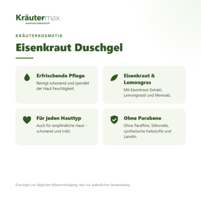 Sie sehen eine Packung Eisenkraut Duschgel 250 ml, Produktbild: 02 Eisenkraut Duschgel 250 ml, A-Nr.: 4730600 - 02