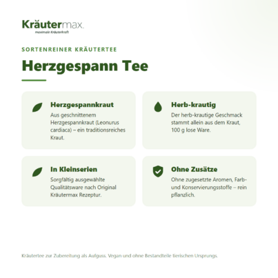 Sie sehen eine Packung Herzgespann Tee 100 g, Produktbild: 02 Herzgespann Tee 100 g, A-Nr.: 6031898 - 02